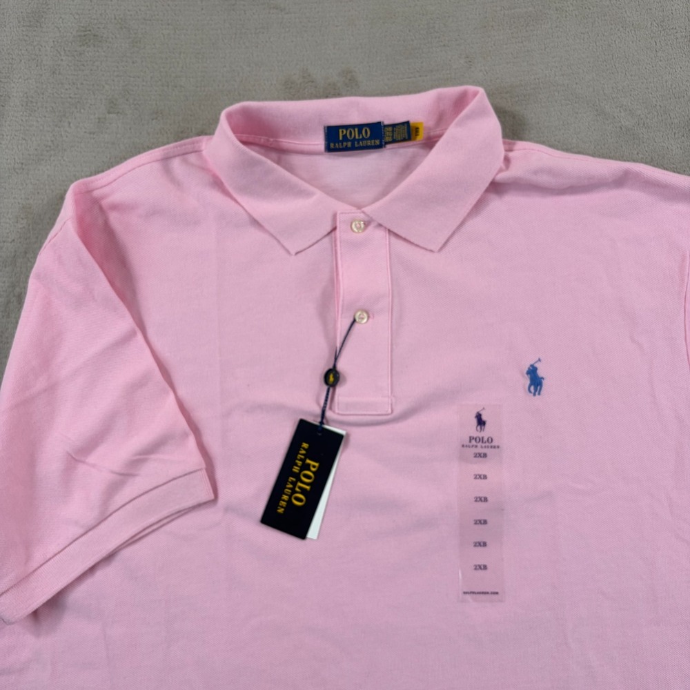 Polo Ralph Lauren The Iconic Mesh Polo Shirt Men 2XB Big‎ Pink Preppy Pony NWT